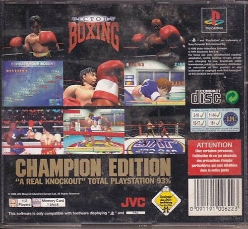 Victory Boxing Champion Edition - Mangler Cover Indlæg - PS1 (B Grade) (Genbrug)